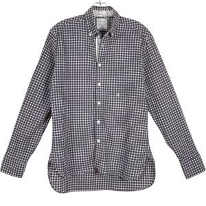 Billy Reid Seersucker Check Slim Fit Button Down Shirt Blue Tan Size Small